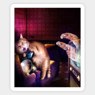 Kitty Cat Gamer Playing Horror Video Game Sticker